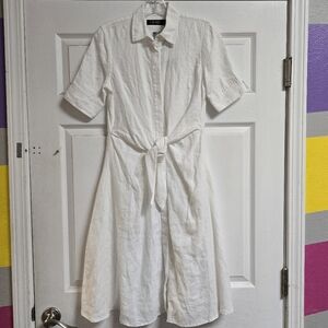 Lauren Ralph Lauren Linen Fit Flare Shirtdress White